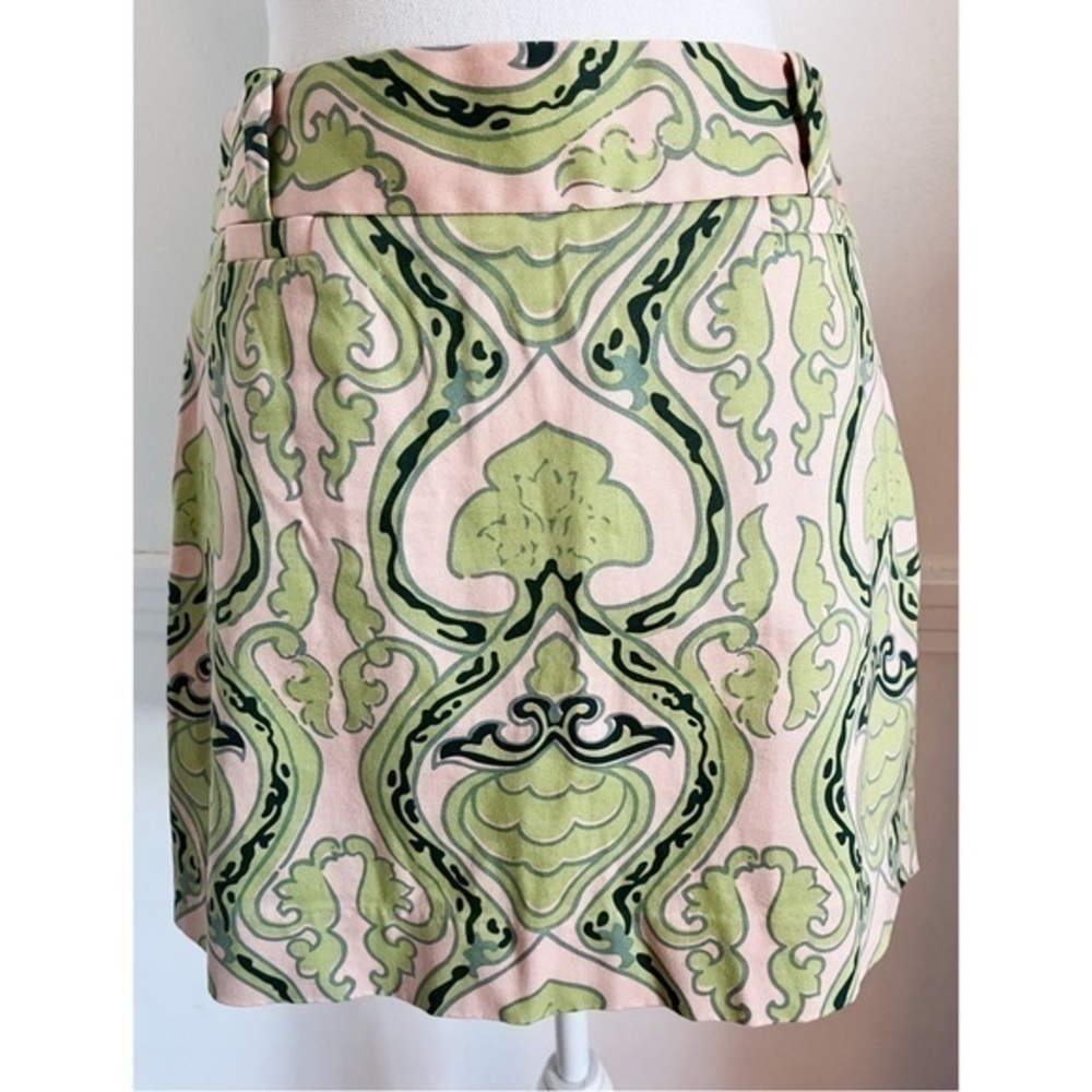J. Crew • Pin Green Fresco Damask Paisley Mini Skirt